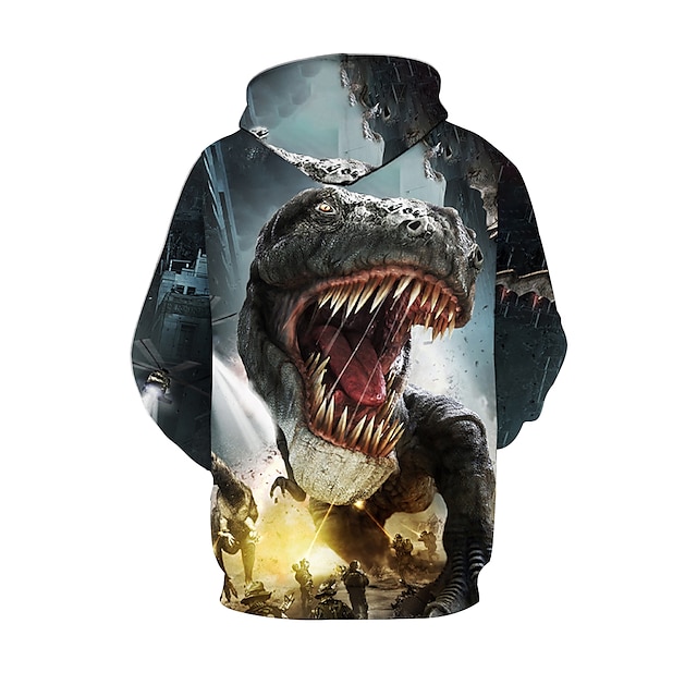 Baby & Kids Boys Clothing | Kids Boys Hoodie Long Sleeve 3D Print Dinosaur Black Children Tops Fall Active Regular Fit 4-12 Year