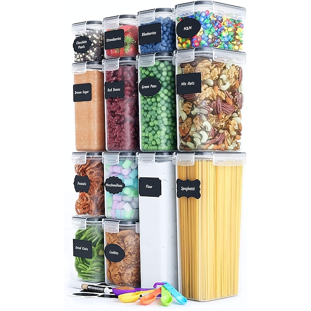  Airtight Food Storage Containers Set 14 Piece  Kitchen Pantry Organization and Storage Set BPA-Free Plastic Canisters with Durable Lids Ideal for Cereal Flour and Sugar