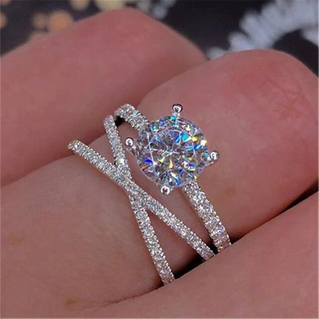 Shoes & Bags Fashion Accessories | Ring Daily Silver Platinum Plated Alloy Stylish 1pc AAA Cubic Zirconia / Womens - GD10812