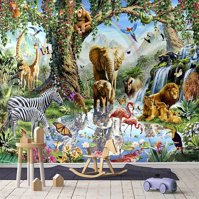  Cool Wallpapers Wall Mural Beautiful Wallpaper Wall Sticker Covering Print Peel and Stick Self Adhesive Children Cartoon Animals Living Room PVC / Vinyl Home Decor