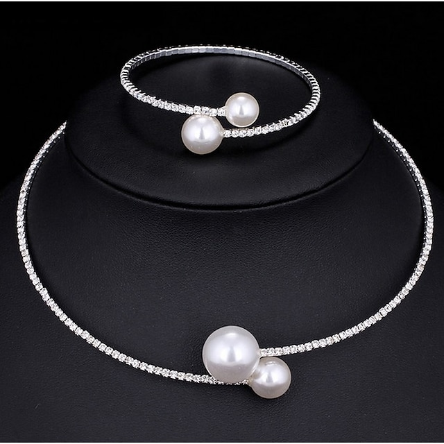  Bridal Jewelry Sets 2pcs Alloy 1 Necklace 1 Bracelet Women's Fashion Personalized Vintage Classic Precious Round Jewelry Set For Wedding Special Occasion Party Evening