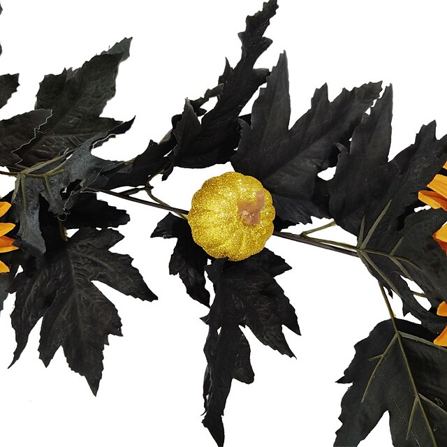 Home & Garden Home Decor | Halloween Black Rose Rattan Imitation Halloween Home Decoration Wall Imitation Maple Leaf - NR71048