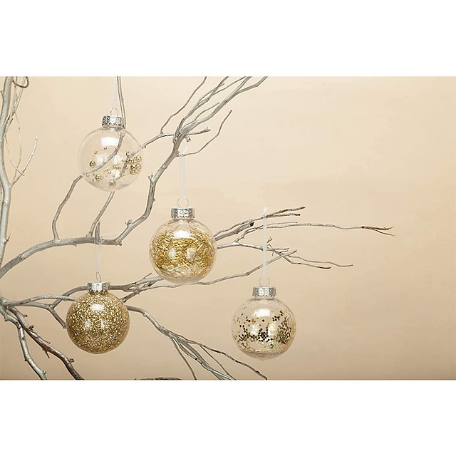 Home & Garden Home Decor | 6cm 24pcs Christmas Ball Decorations PET Transparent Christmas Ball Set Christmas Tree Pendant gift -