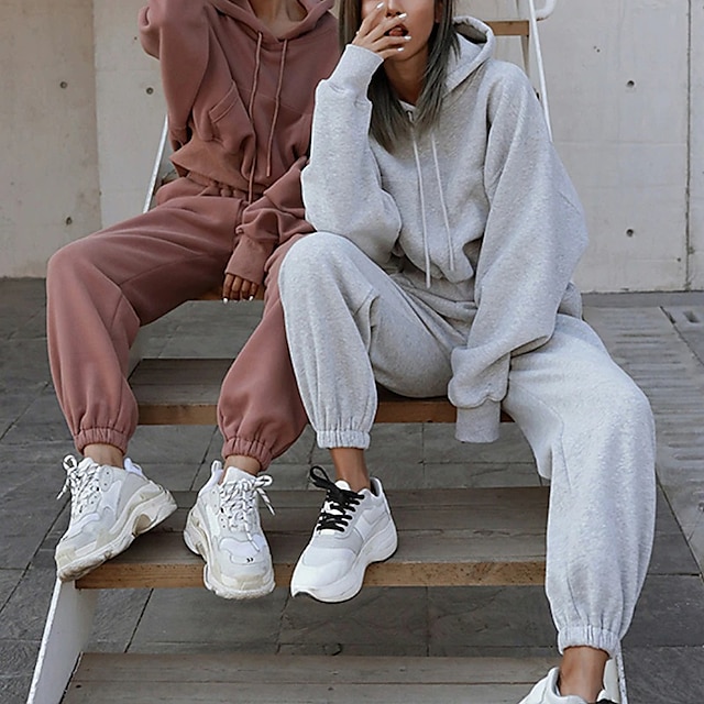 Sports & Outdoors Running, Jogging & Walking | Womens 2 Piece Tracksuit Hoodie Sweatsuit Athleisure Long Sleeve Oversized Sweats