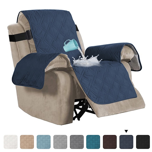  100% Waterproof Quilted Recliner Chair Cover Recliner Cover Recliner Slipcover for Living Room, Secure with Elastic Strap and Non Slip Puppy Paw Silicone Backing
