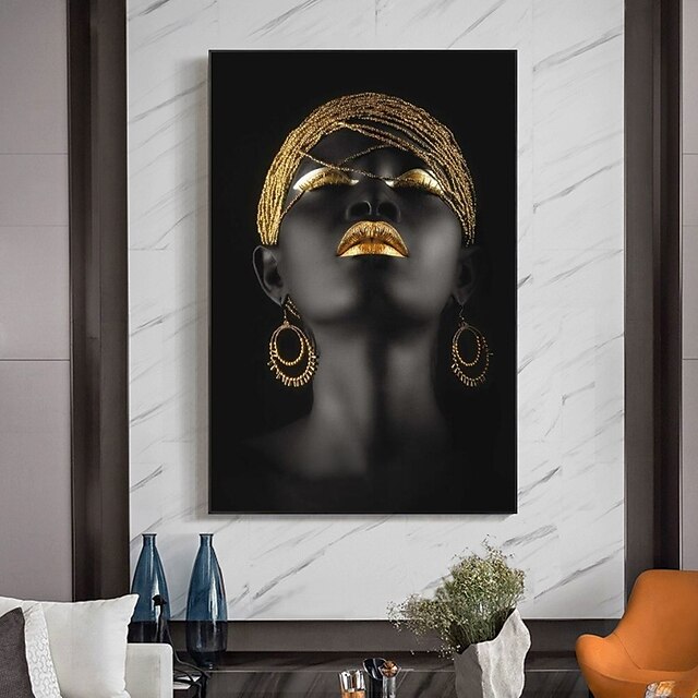 People Modern Art Prints Wall Art Abstract Painting Black Gold Canvas ...
