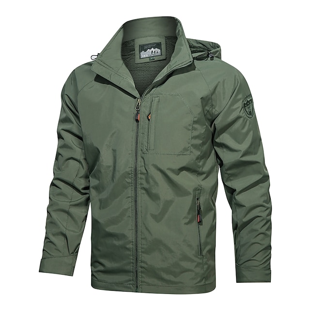  Men's Outdoor Jacket Regular Solid Color Quilted Sporty Daily Rain Waterproof Green Black Khaki Navy Blue
