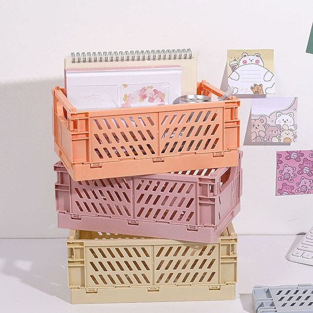 Home & Garden Home Decor | Collapsible Storage Box Desktop Organizing Cosmetics Shelf Student Dormitory Sundry Storage Basket - 