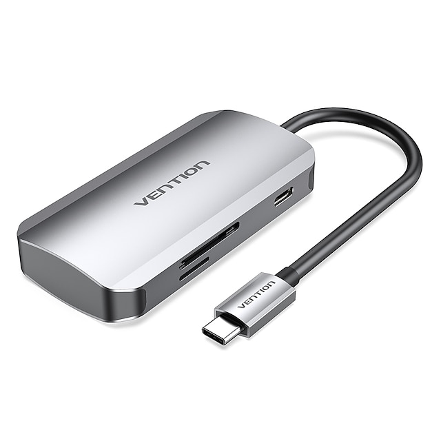  VENTION with Card Reader(s) Support Power Delivery Function TNHHB USB 3.0 USB C to USB 3.0 USB 3.0 USB C SD Card TF Card USB Hub 6 Ports For Windows, PC, Laptop
