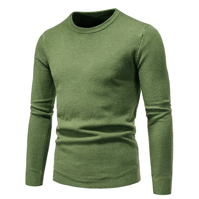Men's Sweater Pullover Sweater Jumper Knit Knitted Solid Color Crew ...