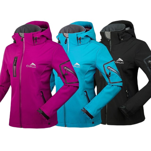 Cikrilan Women's WaterResistant Softshell Jacket with Removable Hood