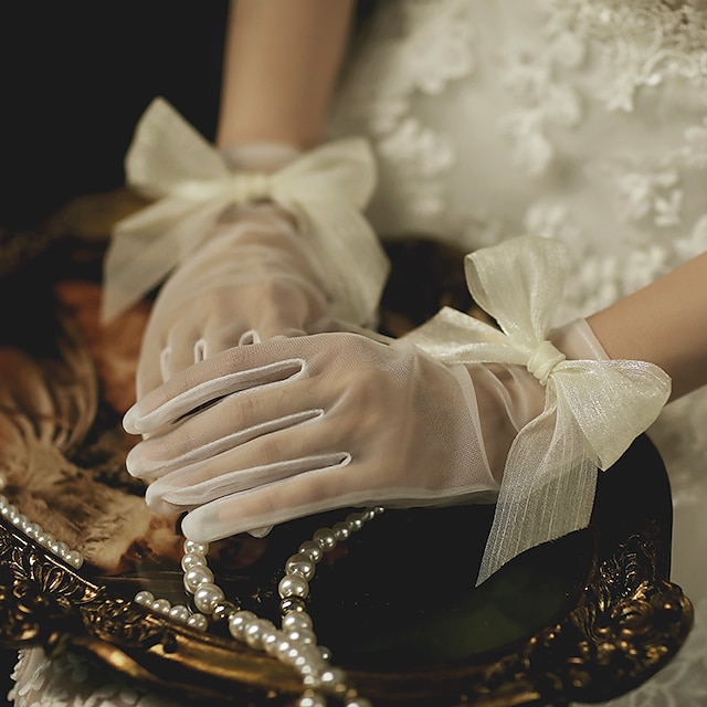  Tyll Handledslängd Handske Stylish / Artistisk Stil Med Enfärgad Handske till bröllop / fest