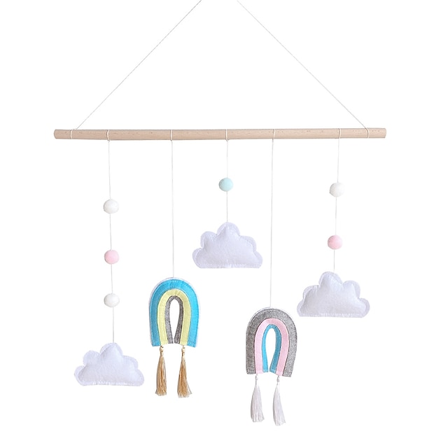 Home & Garden Home Decor | kids room felt cloud wall hanging decor rainbow wall decoration for baby girl boy room decor(pink sys