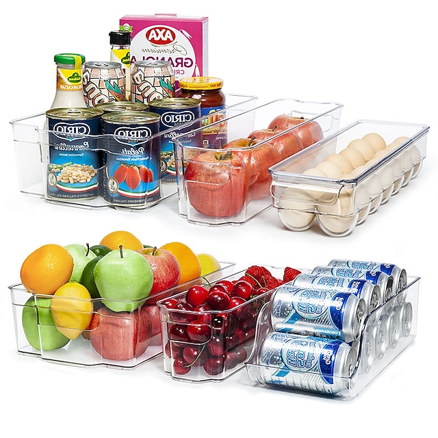  Kühlschrank-Organizer-Behälter durchsichtige Kunststoffbehälter für Kühlschrank mit Gefrierfach Küchenschrank Speisekammerorganisation bpa-freier Kühlschrank-Organizer 12,5 