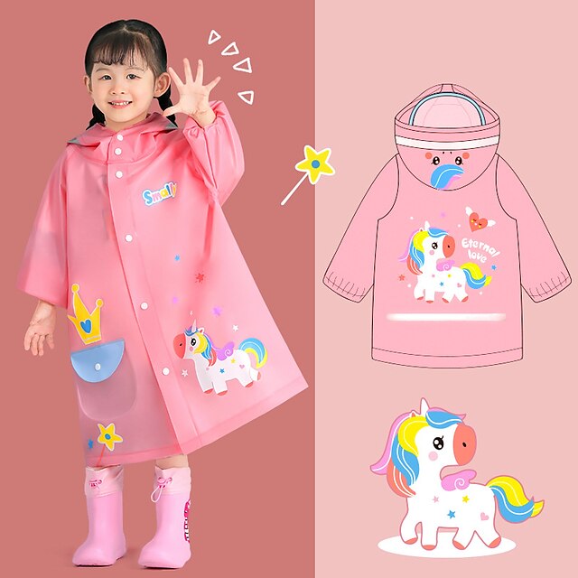 Baby & Kids Girls Clothing | Kids Unisex Raincoat Long Sleeve Vibrant yellow dinosaur (send storage bag) Sakura pink giraffe (fr