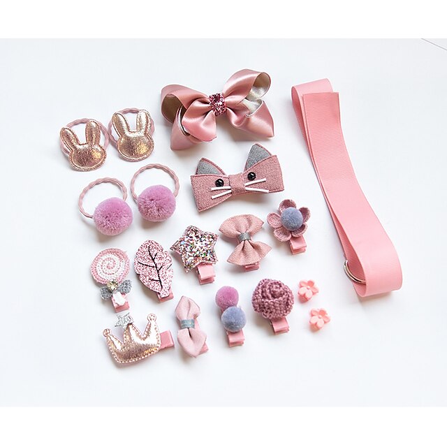 Babyhug Free Size Floral & Bow Applique Hair Accessories Combo Sets - Pink main image 1