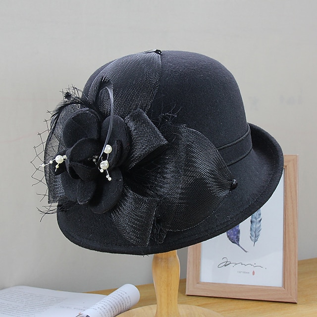 Womens Clothing Womens Accessories | Womens Party Hat Party Wedding Special Occasion Flower Flower Wine Camel Hat Black Gray Fal