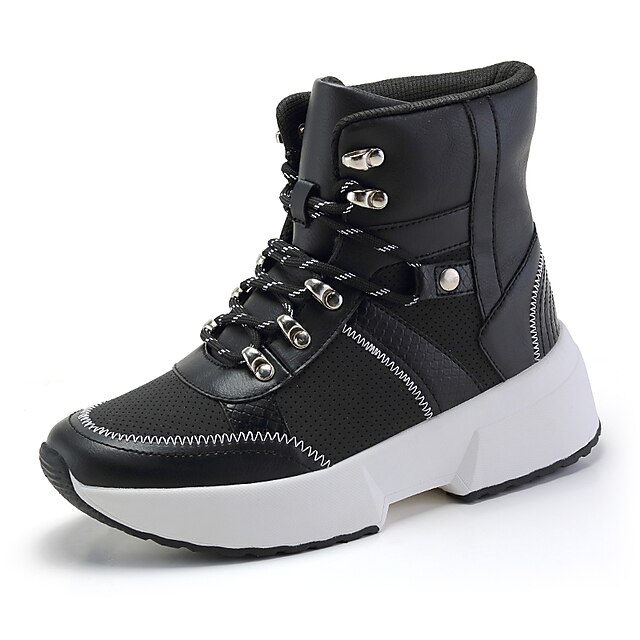 Mujer Botas Botas de nieve Botines Botines Tacón Plano Dedo redondo PU Cordones  Blanco Negro 8758509 2022 – €69.99