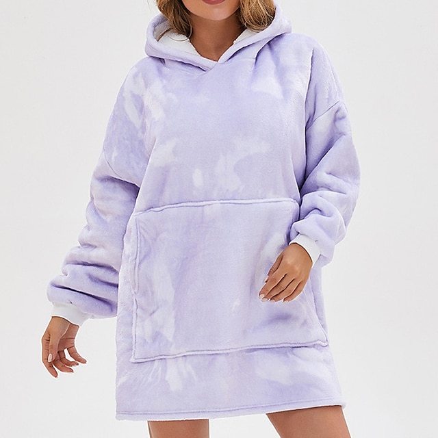 Womens Clothing Womens Sleep & Lounge | Womens Loungewear Top Onesies Hoddie Blanket 1 pc Tie Dye Plush Casual Comfort Home Dail