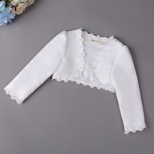 Baby & Kids Girls Clothing | Kids Girls Coat Long Sleeve White pearl White Embroidered Spring Summer Cute Party 3-12 Years / Sho