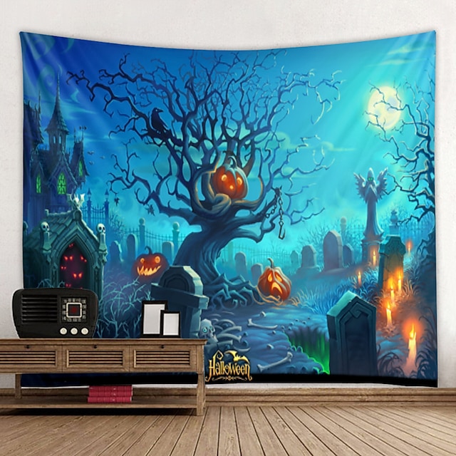 Home & Garden Home Decor | Halloween Tapestry Art Deco Blanket Curtain Hanging Home Bedroom Living Room Decoration Witch Pumpkin