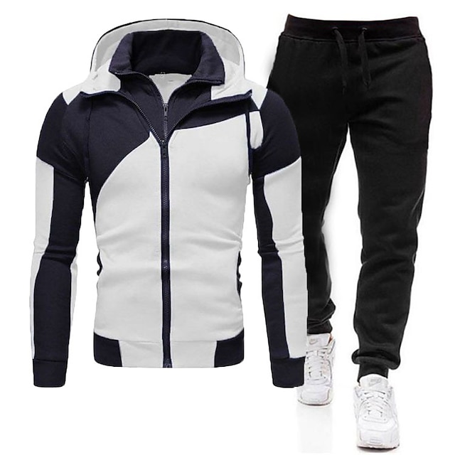 Sports & Outdoors Running, Jogging & Walking | Mens 2 Piece Tracksuit Sweatsuit Athletic Athleisure 2pcs Winter Long Sleeve Ther