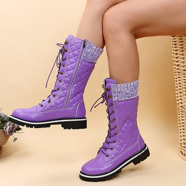 Women's Boots Snow Boots Plus Size Outdoor Solid Color Mid Calf Boots