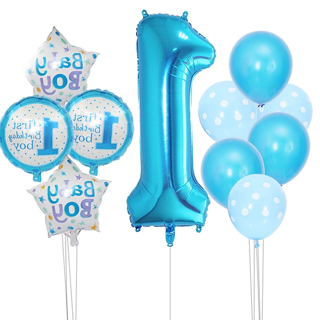 Home & Garden Home Decor | Number 1 Balloon Package Boys and Girls 1st Birthday Party Decoration Polka Dot Balloon Package - OL5