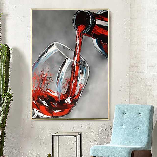 Oil Painting Handmade Hand Painted Wall Art Mintura Modern Abstract Wine Bottle for Home Decoration Decor Rolled Canvas No Frame Unstretched 10