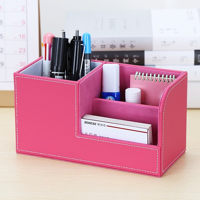 Consumer Electronics Stationery | Office Desktop Stationery Storage Box Compartment Simple Plastic Pen Holder 20.3*9.3*11cm - BZ