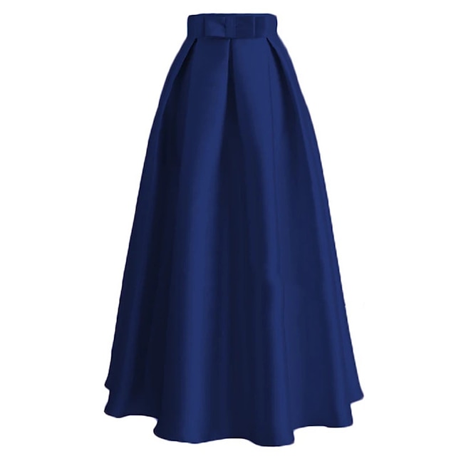 Womens Clothing Womens Bottoms | Womens 1950s Elegant Swing Ankle-Length Skirts Party / Evening Carnival Solid Colored Retro Blu