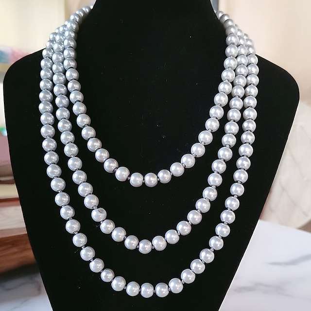  Stränge Halskette Künstliche Perle Damen Einfach Romantisch Vintage Glasperlen Kreisförmig Modische Halsketten Für Strasse Geschenk Täglich / Lange Halskette