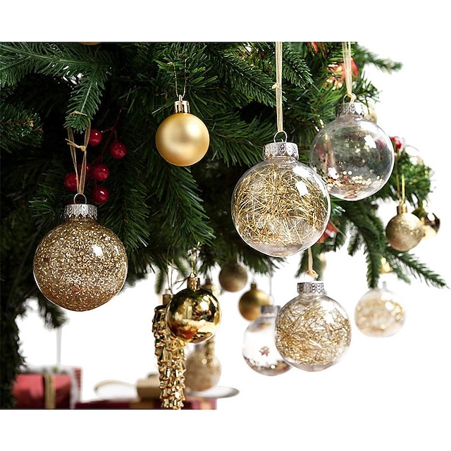 Home & Garden Home Decor | 6cm 24pcs Christmas Ball Decorations PET Transparent Christmas Ball Set Christmas Tree Pendant gift -