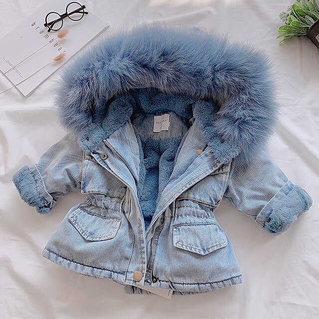 Baby & Kids Girls Clothing | Kids Girls Coat Pink*short denim jacket Gray*short cow in coat Blue Solid Color Cute 3-8 Years / To