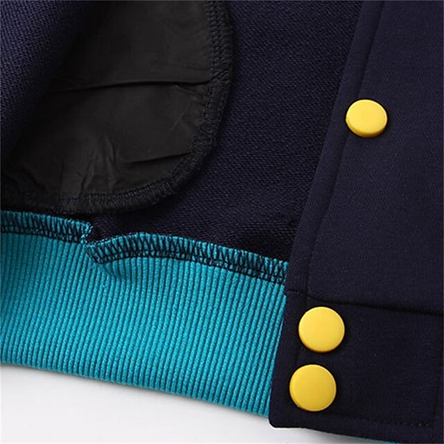 Baby & Kids Girls Clothing | Kids Unisex Jacket & Coat 1pc Long Sleeve Light Blue Navy Blue Solid Color N Letter Cotton Daily We