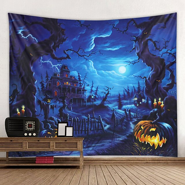 Home & Garden Home Decor | Halloween Tapestry Art Deco Blanket Curtain Hanging Home Bedroom Living Room Decoration Witch Pumpkin