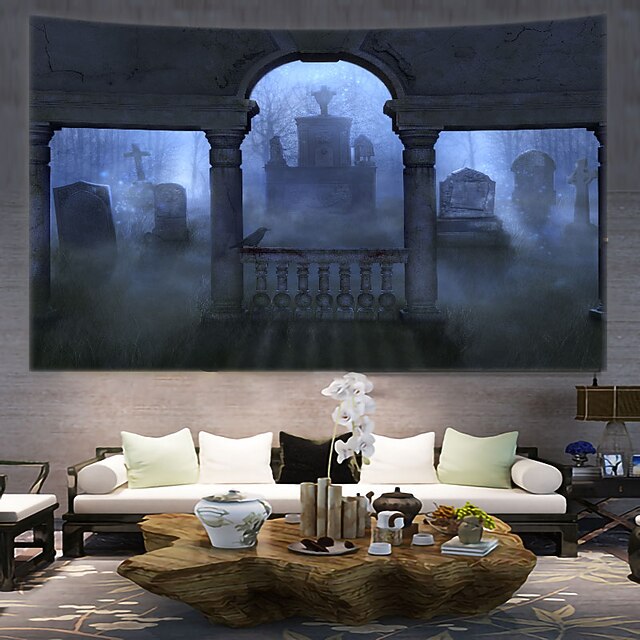 Tapestry Spooky Skull Scary Pattern Wall Hanging Tapestry Wall Carpet Wall Art Wall Decoration Tapestry Wall Decoration Graveyard 7