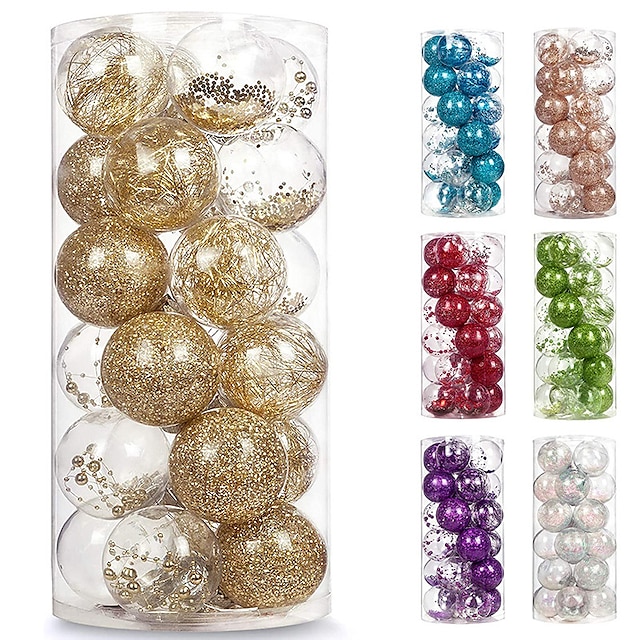 Home & Garden Home Decor | 6cm 24pcs Christmas Ball Decorations PET Transparent Christmas Ball Set Christmas Tree Pendant gift -