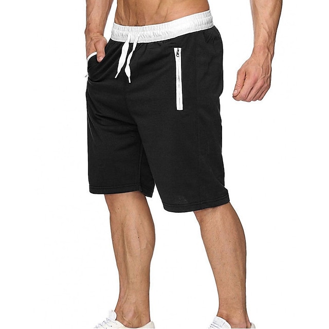 Mens Solid Shorts Patchwork Classic Trunks Casual Drawstring Elastic Pockets Shorts Surfing Running Pants Size M-3XL 