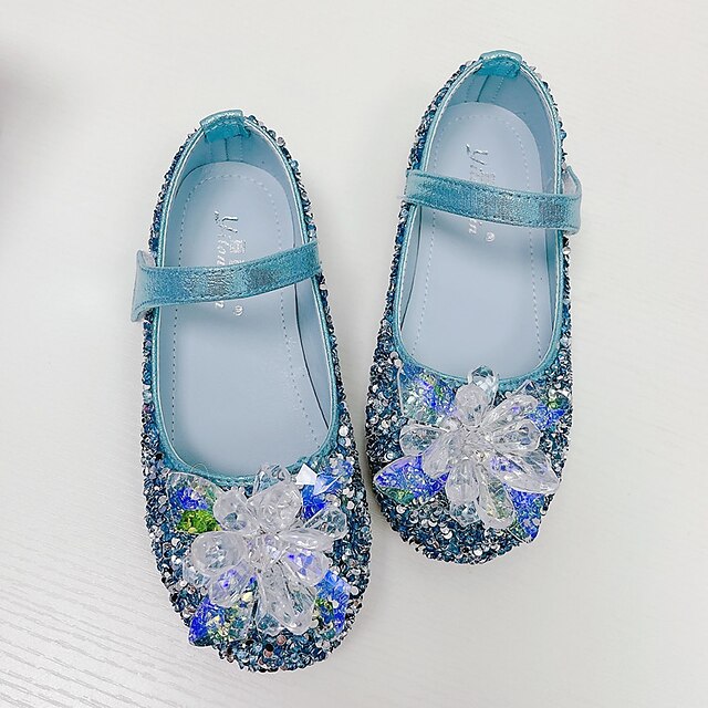 Shoes & Bags Kids Shoes | Girls Flats Flat Flower Girl Shoes Princess Shoes Rubber PU Walking Non Slip Wedding Sequins Little Ki