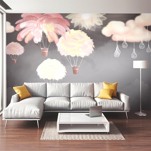  muurschildering behang muursticker die print custom peel en stick verwijderbare zelfklevende cartoon veer cloud pvc/vinyl home decor