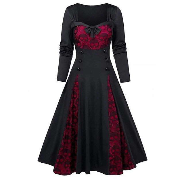 Retro Vintage 1950s Punk & Gothic Vintage Dress Flare Dress Plus Size ...