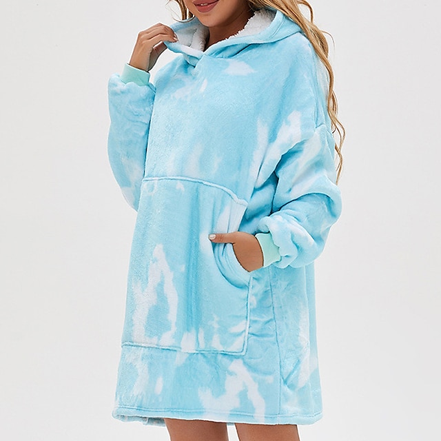 Womens Clothing Womens Sleep & Lounge | Womens Loungewear Top Onesies Hoddie Blanket 1 pc Tie Dye Plush Casual Comfort Home Dail