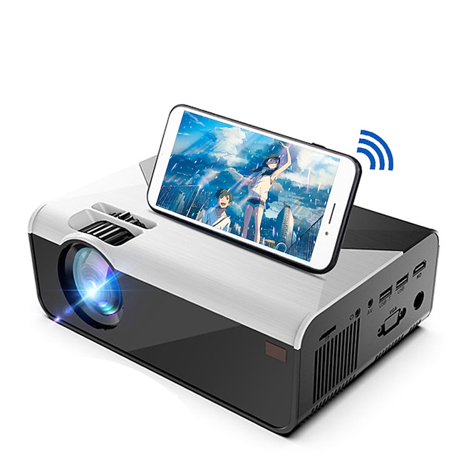  G08 LED Projector Built-in speaker WIFI Projector Keystone Correction Manual Focus 1080P (1920x1080) 2300 lm Android6.0 Compatible with iOS and Android TV Stick HDMI USB VGA