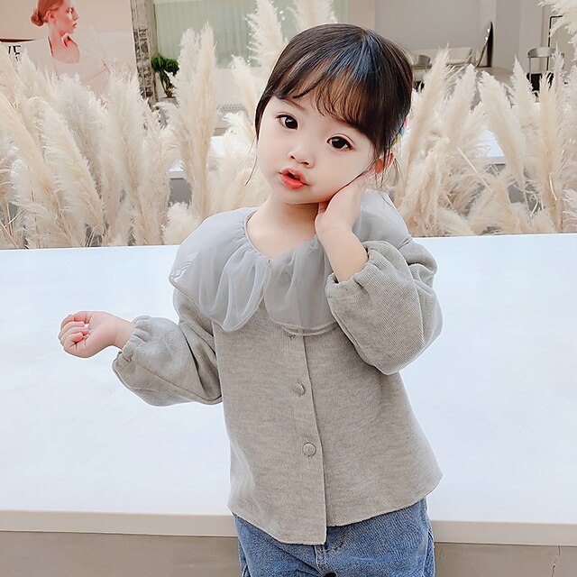 Baby & Kids Girls Clothing | Kids Girls Sweater & Cardigan Pink Grey Solid Color Fall Winter Cute 1-3 Years / Cotton - GS38439