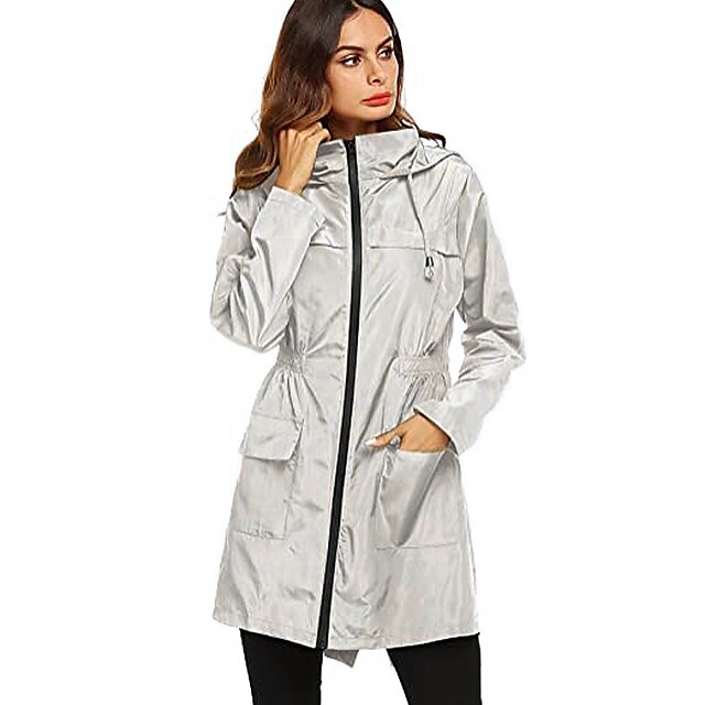 women raincoat waterproof rain jacket trench coat hooded jacket outdoor ...