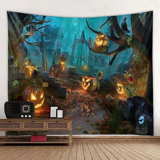 Home & Garden Home Decor | Halloween Tapestry Art Deco Blanket Curtain Hanging Home Bedroom Living Room Decoration Witch Pumpkin