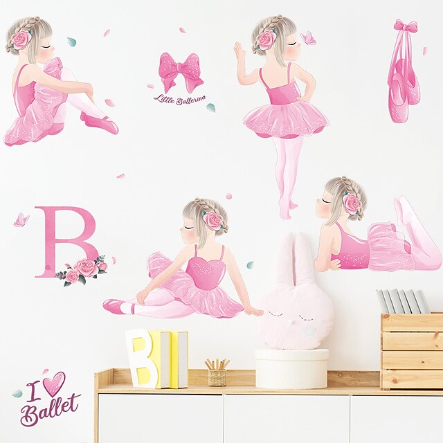 Home & Garden Home Decor | Dancing Girl Ballet Shoes Wall Stickers Living Room Kids Room Kindergarten Removable Pre-pasted PVC H