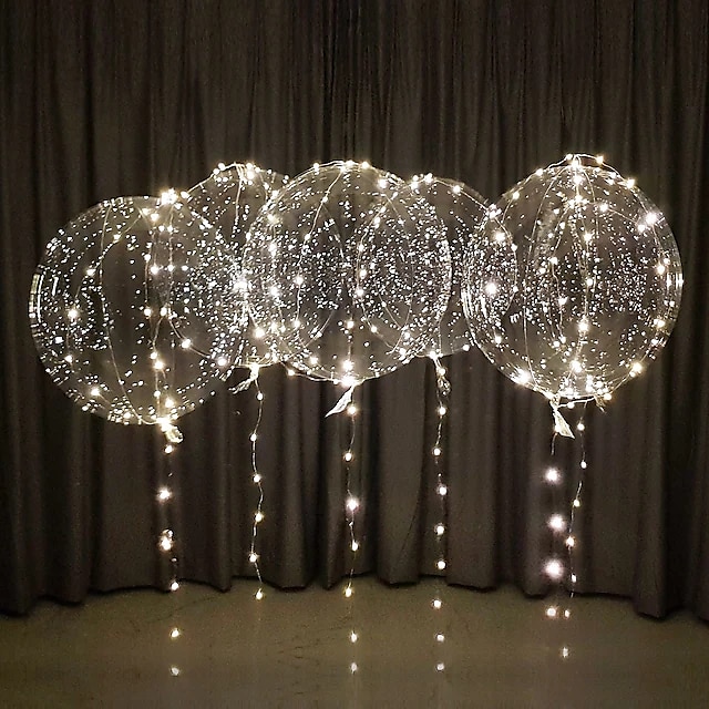 LED Light Bobo Balloon Transparent Wedding Birthday helium Party Decor Lamp v UK 