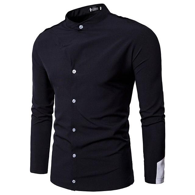 Mens Clothing Mens Shirts | Mens Casual Shirt Solid Colored Collar Casual Daily Button-Down Long Sleeve Tops Casual Fashion Brea